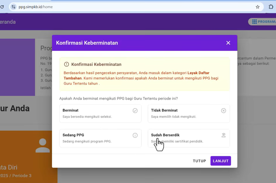 Cara Konfirmasi Kesediaan PPG 2026 di SIMPKB, Panduan Lengkap Biar Tidak Salah Klik