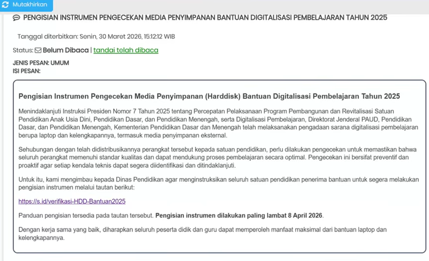 Cara Pengisian Instrumen Pengecekan Media Penyimpanan Bantuan Digitalisasi 2026